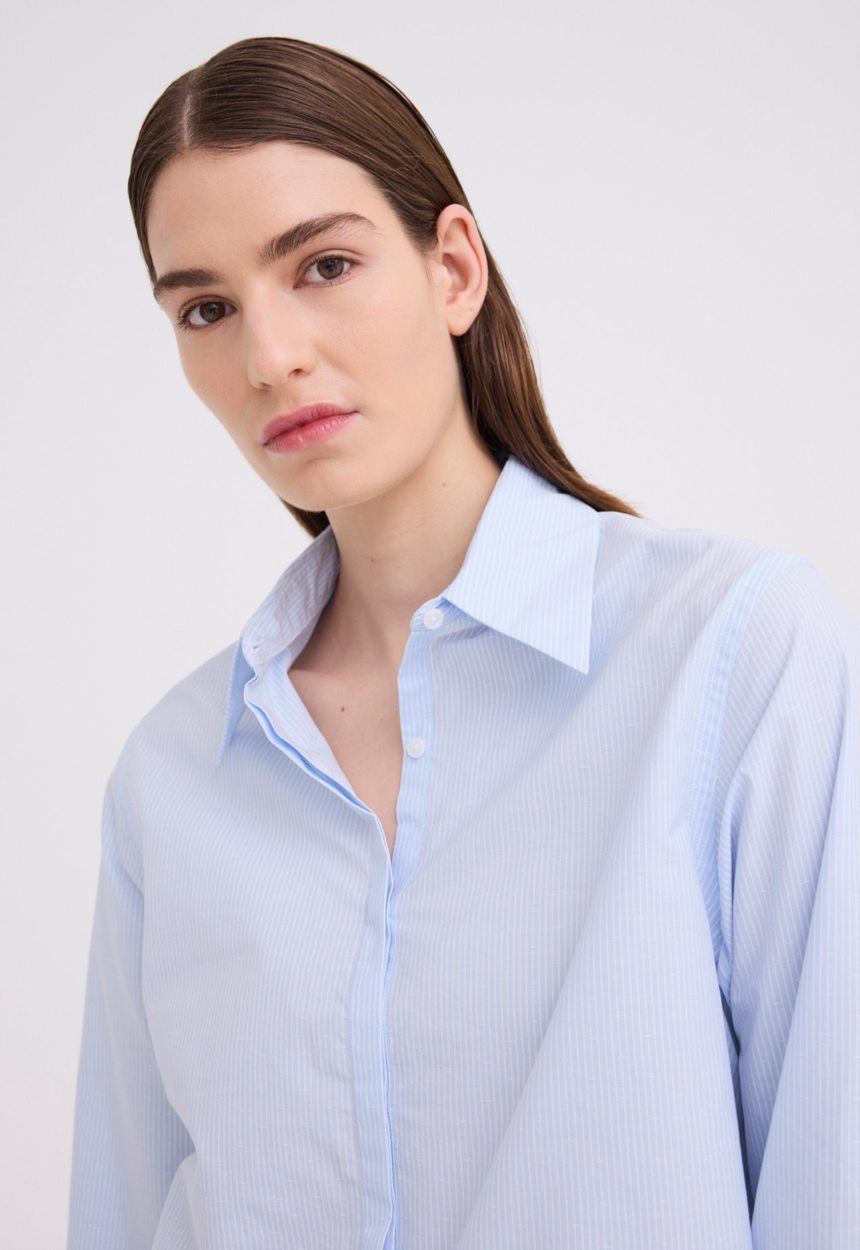 Jac + Jack Elio Cotton Shirt - Dash Blue Stripe